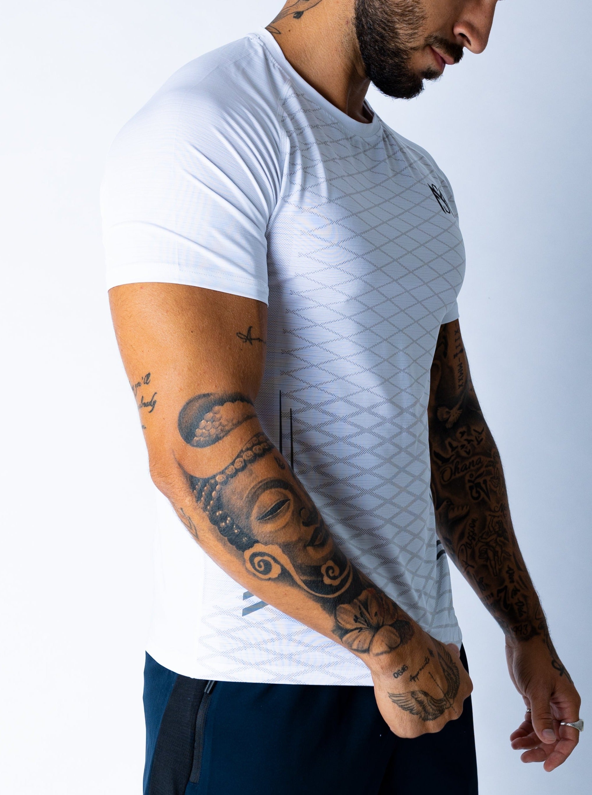 Dry-Fit Checkered White T-Shirt Sportmonkey PRO