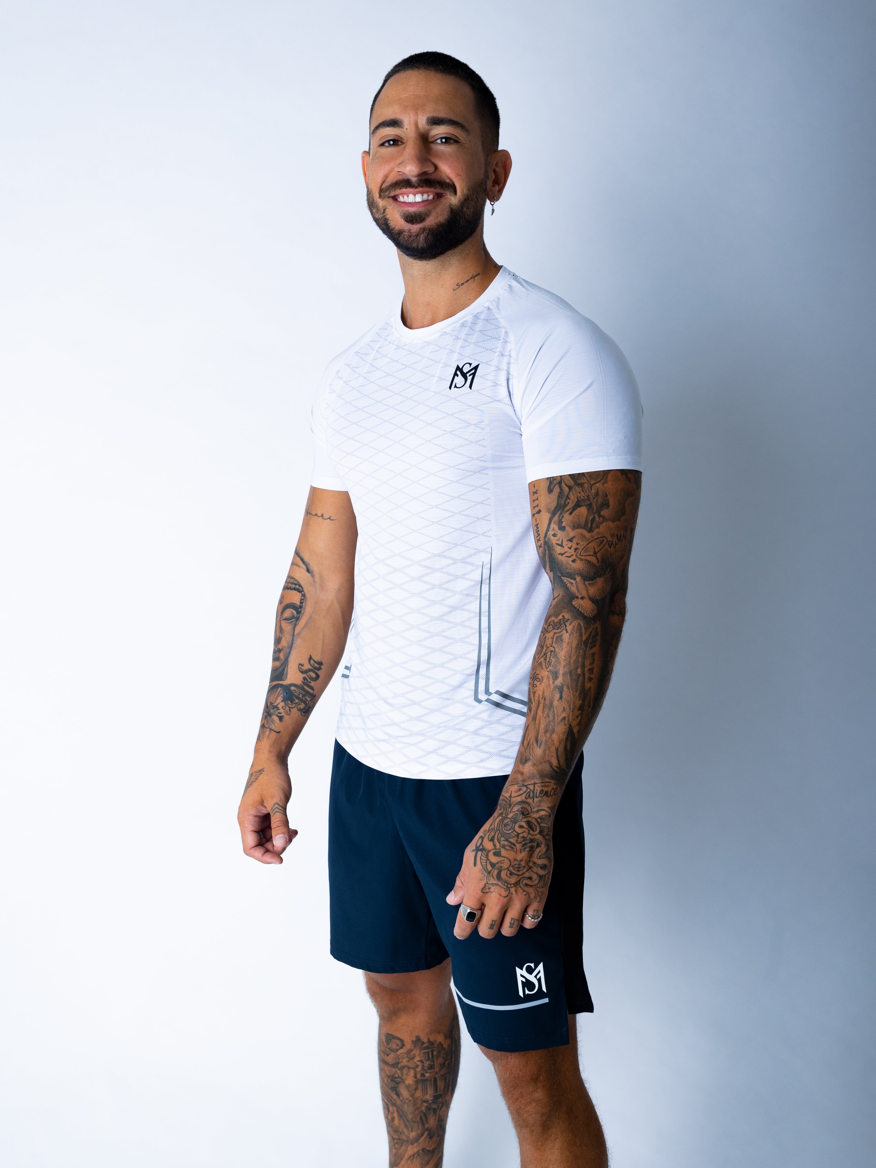 Dry-Fit Checkered White T-Shirt Sportmonkey PRO