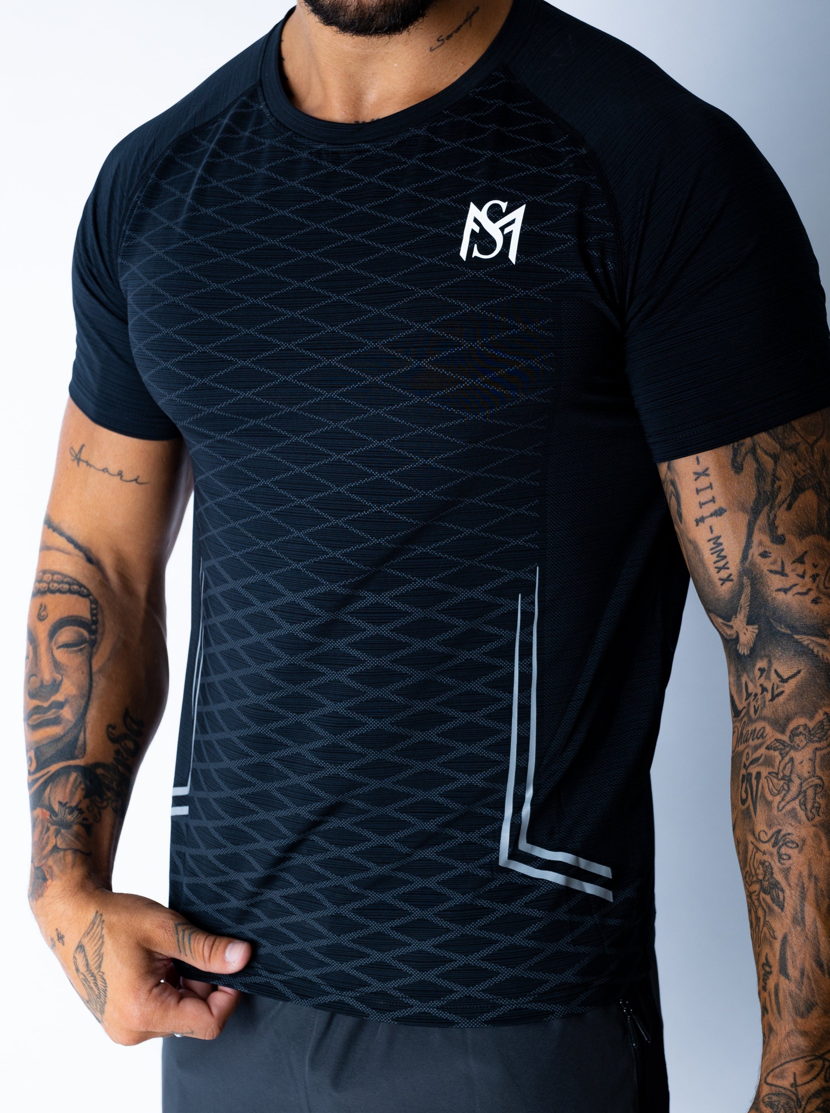 Dry-Fit Checkered Black T-Shirt Sportmonkey PRO