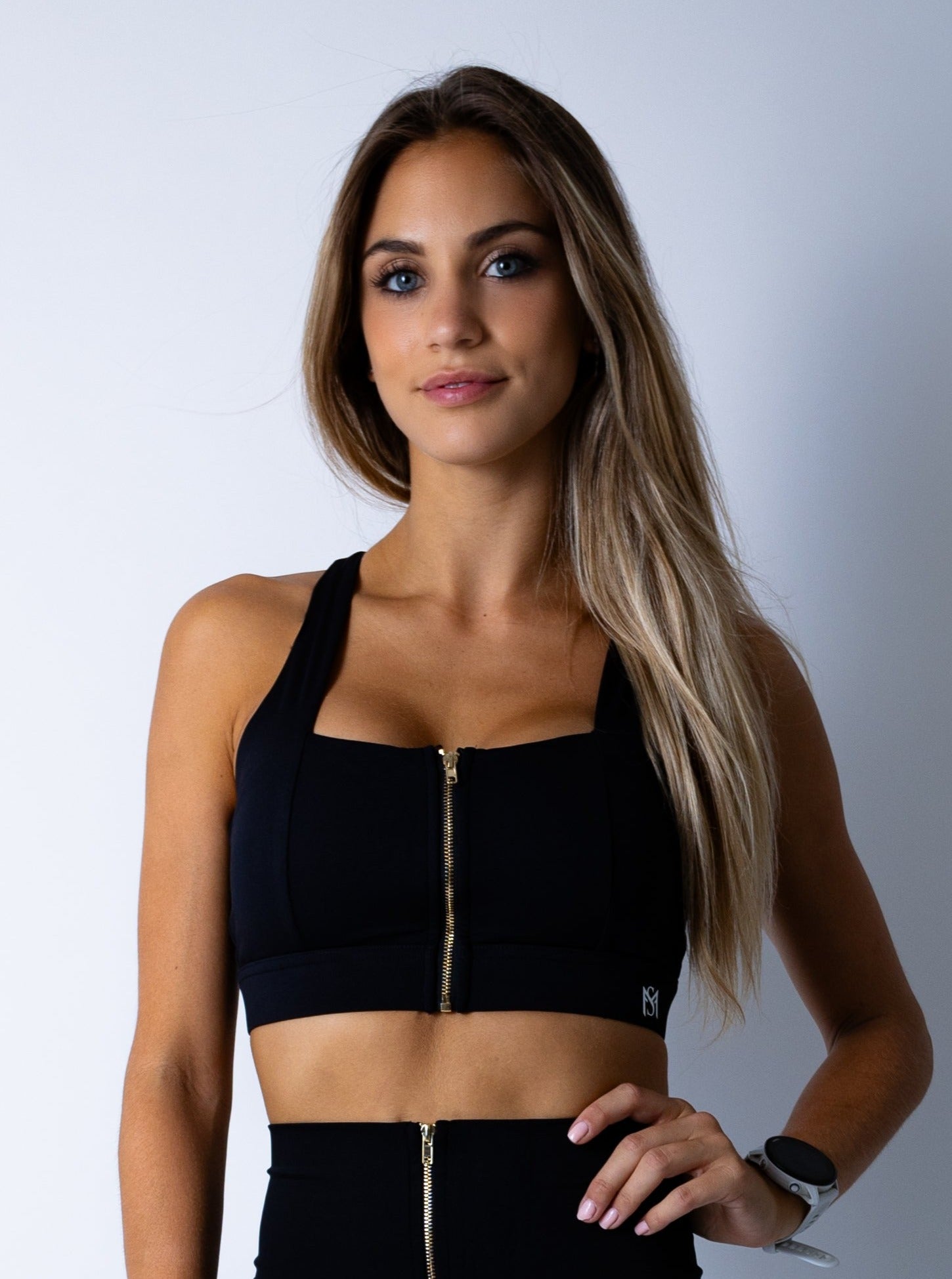 Zipper Sport Bra Black Sportmonkey